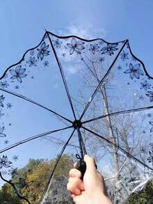 1把折叠伞，方便携带，可爱清新，简约森林樱花透明伞，可爱樱花图案透明伞，折叠伞，女士手动伞，旅行伞，夏季降温，沙滩，旅行 - 多色 - 查看 8