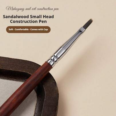 BAOSHIMAN Bộ cọ làm móng cán gỗ đàn hương | Cọ tạo hình đầu phẳng và cọ kẻ viền để nối móng và sơn móng.