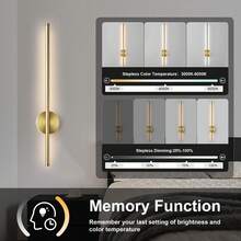 2pcs Luxury Black/Gold Wall Lamps With Remote Control - 50cm/80cm Type-C Rechargeable, Magnetic Installation, Dimmable, Suitable For Bedroom, Study, Living Room And Staircase - Black - View 7