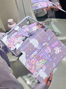 This Exquisite And Adorable Cartoon Anime Rabbit And Bear Star Double-Sided Acrylic Crystal Clear Back Cover Is Shock-Resistant And Durable, Suitable For IPad 7th, 8th (10.2 Inch) And 10th Generation. It Has A Built-In Pen Slot, Supports Sleep/Wake Function And Multiple Folding Stand Modes, Making It An Excellent Holiday Gift. - Multicolor - View 4