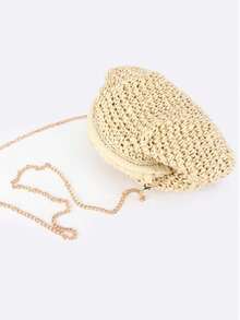 Handmade Crochet Cloud Bag, Fashion Women's Handbag, Fresh Chain Shoulder Bag, Versatile Chic Style, Chain Mini Crossbody Bag - Beige - View 2