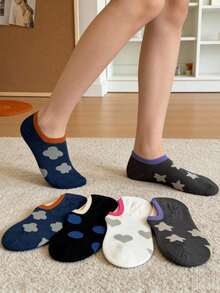 4 Pairs Women's Boat Socks, Japanese Ins Style, Low-Cut Invisible Socks, Thin & Breathable For Spring/Summer, Heart, Star, Polka Dot Patterns, Low-Cut Socks, Versatile, Student & Commuter Invisible Socks, Fashionable - Multicolor - View 10