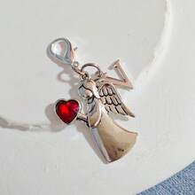 1个精美天使心形钥匙扣，锌合金材质，镶嵌水晶，配有龙虾扣，适合作为情人节、毕业典礼和派对礼物。 - 彩色 - 查看 24