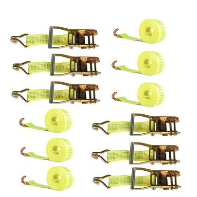 6 Pack Ratchet Strap 2in X 15ft Tie Down Straps 5000LB J Hook Heavy Duty Tie-Down, For Fix The Goods To Avoid Damage To The Goods