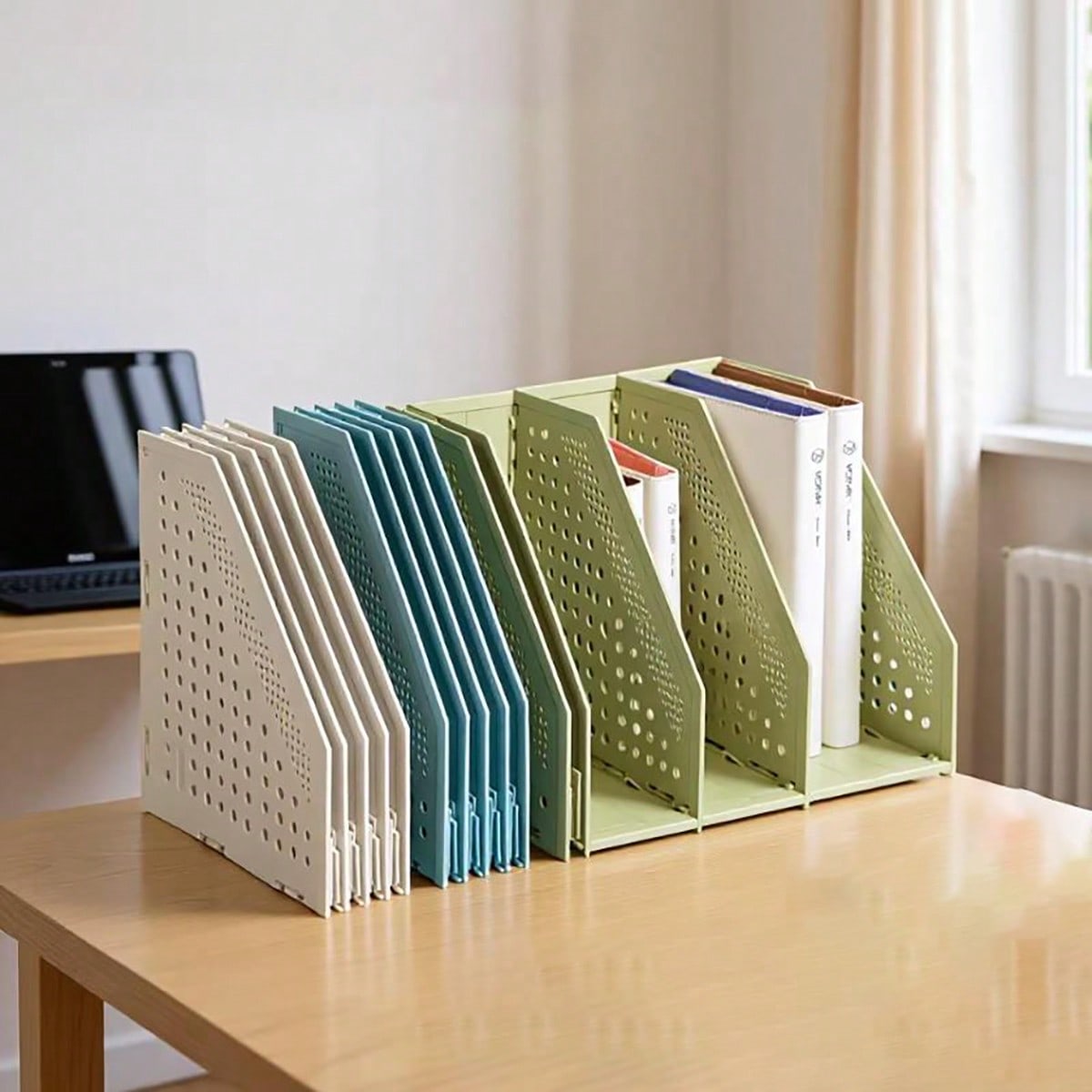 1pc A4/A5 Tri-Fold/Quad-Fold Adjustable Book Stand, Student Collapsible Bookshelf, Desktop Folding Rack, Gift For Students, Office Supplies, Suitable For Back To School Season