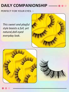Asiteo 7 Pairs Fluffy Manga Wet Look Eyelashes,Classic Anime Eye False Eyelashes, Look Moist, Clear Band, Curl Cross Wispy Dramatic, Grafting-Like Effect, Photogenic & Natural-Looking Eyelash Extension Makeup Suitable For Travel, Parties - Comic wet eyelashes - View 5
