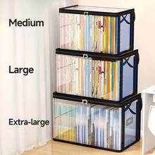 1pc New Book Storage Box, Classroom & Home Use Old Book Organizer, Desktop Dust-Proof Transparent Foldable Book Box - View 10