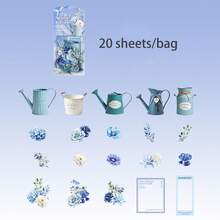 20张/包贴纸，“角落藏花”系列，精致花卉主题PET贴纸，剪贴簿用品和笔记本配件，可用于装饰卡片、相框、电脑、手机壳、水杯、旧杂志、铅笔盒、行李箱、桌面装饰贴纸、返校季贴纸、文具趣味贴纸，适用于Kindle - 貼紙包 - 查看 13