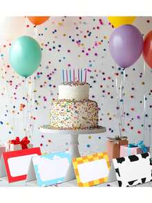 20/4pcs Cartoon Theme Folding Table Cards, Blank Tent Style Table Cards, Birthday Party/Baby Shower Decorations Folding Table Cards, 4 Style Theme Name Setting Cards Folding Table Place Cards, Suitable For Birthday Decorations Party Supplies, Cow, Cowboy, Blue Sky, Racing Pattern Cards - A - View 3