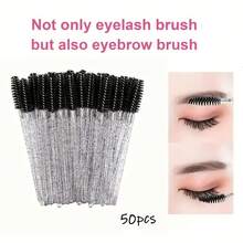 一次性睫毛刷/睫毛膏刷/眉刷/螺旋刷，水晶手柄迷你化妆工具，适用于睫毛嫁接和眉毛造型，50/100/500支装 - 黑色 - 查看 7