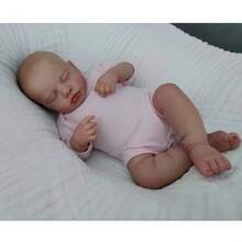 逼真50厘米重生娃娃，20英寸全身柔软硅胶乙烯基女孩娃娃，3D彩绘皮肤，血管清晰可见，乙烯基四肢，逼真细节手工艺术娃娃 - 收藏级艺术娃娃，圣诞节礼物/生日礼物/感恩节礼物 - 彩色 - 查看 2