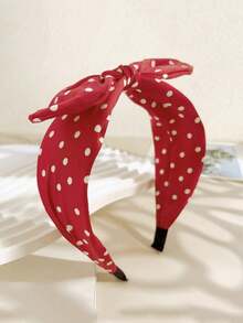 1件装女士波点兔耳打结发箍，宽边蝴蝶结布艺发带发饰 - 彩色 - 查看 5