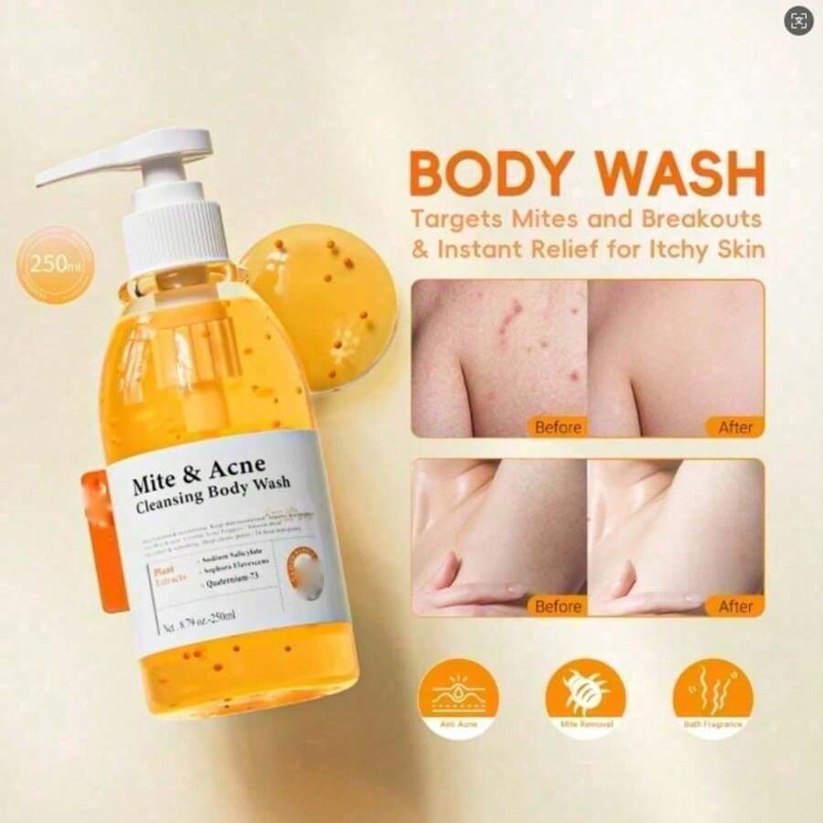 Gel de baño antimiasis, unisex – Gel de baño hidratante que ayuda a calmar la piel – Limpiador refrescante e hidratante, suaviza y acondiciona la piel – Fragancia hidratante de larga duración - Amarillo - Ver 1