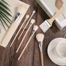 Juego de 7 piezas de brochas de cerámica con mango de madera, brochas para pintura artística, brochas para esmalte de cerámica, brochas de acuarela de cerámica, adecuadas para manualidades, pintura, estudiantes y aficionados - Conjuntos - Ver 4