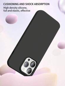 1个奢华荧光无线充电手机壳，兼容 17 Air 16 15 14 13 12 11 Pro Max Plus | 液态硅胶 | 超薄防震保护壳 | 手机 - 黑色 - 查看 3