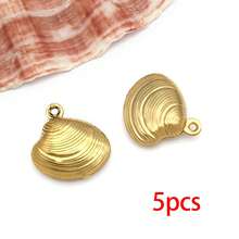 5/10个不锈钢海洋动物吊坠，包括海星、贝壳、海豚等镂空造型，适合夏季海滩主题，可用于夏威夷珠宝制作。 - 彩色 - 查看 19