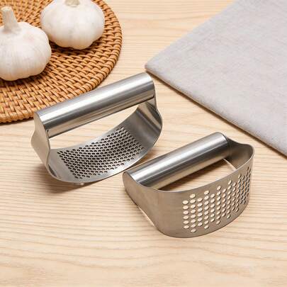 1pc Manual Stainless Steel Garlic Press, Easy To Clean, Non-Messy, Garlic Mincer Kitchen Tool, Practical Kitchen Gadget