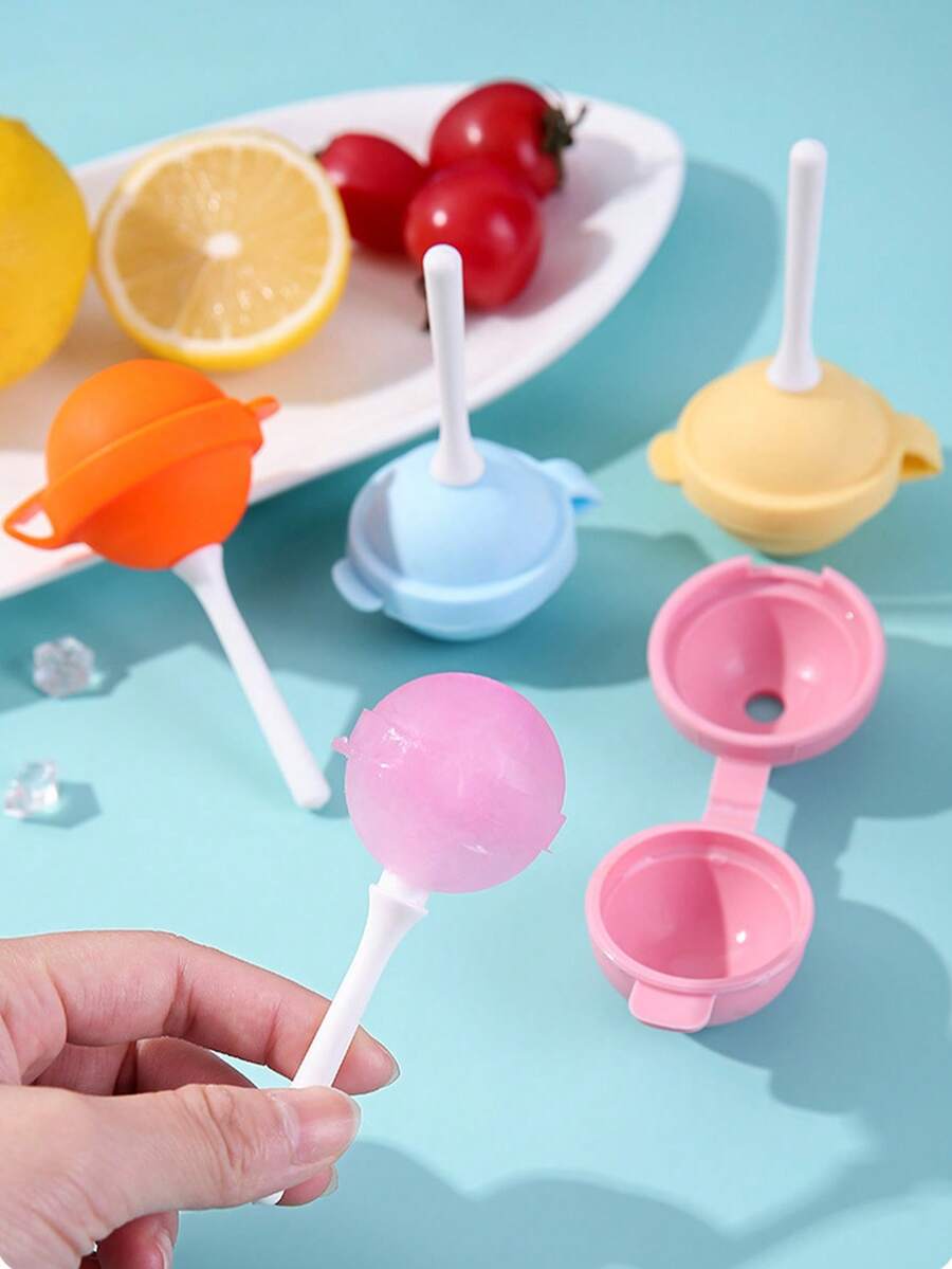 硅胶棒棒糖冰淇淋模具，自制冰棒模具，DIY冰棒制作器，可重复使用冰棒模具（粉色/黄色/橙色/蓝色） - 彩色 - 查看 1