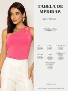 Women's Basic One Shoulder Sleeveless Blouse - Hot Pink - View 4
