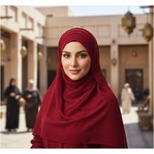 1pc Women's Solid Color Chiffon Lightweight And Soft Headscarf, Suitable For Daily Wear,Beach,Holiday - Dark Red - View 2