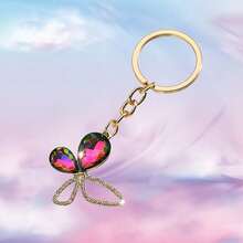 1 Fashionable And Gorgeous Butterfly-Shaped Key Chain Pendant, Inlaid With Rhinestone Glass, Suitable For Women's Car Key Bag Pendant Decoration And Gift Giving - 金色 - View 8