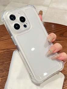 1pc Silicone Transparent Shock-Proof Airbag Anti-Fall Phone Case Compatible With IPhone 15 Pro Max, 16 Pro Max, 16 Pro, 14 Pro Max, 14 Pro, 13 Pro Max, 16, 17, 17 Pro, 17 Pro Max, S22, Galaxy S22 Ultra, Galaxy S23 Ultra, Galaxy S24 Ultra, A55, A14, Galaxy S24 FE - Clear - View 8