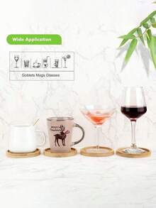 6pcs Bamboo Coasters With Tray - Multipurpose For Large Cups, Stemware, Coffee Mugs, Succulents, Natural Wooden Drink Coasters For Home, Kitchen, Bar Decor - Multicolor - View 7