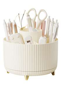 1pc 360° Rotating Desktop Makeup Brush Holder With 4 Golden Horns, Makeup Organizer Rack For Storing Eyeshadow, Lipstick, Brushes, Use In Room, Home, Bedroom, Bathroom, Desk, Accessories, Unique Gift - 彩色 - 查看 6