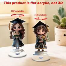1/2pcs360° Rotating Acrylic Graduation Ornament With Bouquet And"Congratulations"Sign.Suitable For Desks,Bookshelves, Bedrooms - Rotating Ornaments - View 8
