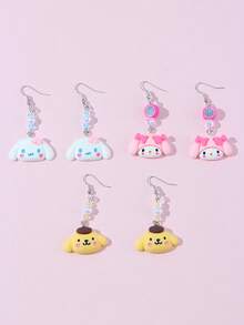 SANRIO Bộ 3 đôi bông tai hạt nhựa dễ thương cho bé gái, thích hợp làm quà tặng cho các bữa tiệc, trường học, sinh nhật. - Nhiều màu - Xem 7