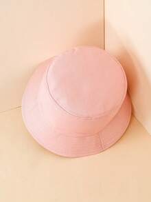 1pc Unisex Solid Color Bucket Hat, Outdoor Sun Protection Casual Hat Suitable For Boys, Girls, Spring/Autumn Travel, Beach Vacation,Festival,Holiday - Pink - View 2