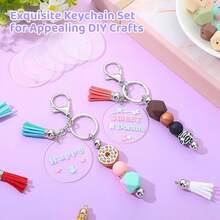 20件套创意手工2D亚克力工艺套装，包含龙虾扣、串珠棒、流苏贴纸，可DIY制作钥匙扣 - 20PCS創意手作2D - 查看 3