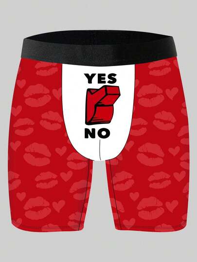 1 Piece Men's Novelty Boxer Briefs, American Retro Print, Sexy Style, Knitted Fabric, Loose Sport Fit, Breathable & Sweat-Wicking, Soft & Skin-Friendly, Casual Athletic Boxer Underwear