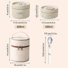 304 Stainless Steel Bento Box Adult, Microwavable Lunch Containers, Round Insulated Bowl With Lid, Leak Proof Travel Food Containers, Bento Box With Lunch Bag, Snack Containers With Lids, Student School Lunch Bowls, Metal Lunch Box - Multicolor - View 12