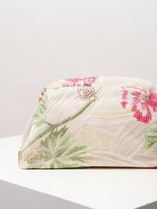Sequin Embroidered Floral Women Clutch Bag, Elegant For Party, Ball, Wedding Accessories - Multicolor - View 4