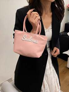 Customized Embroidered Plush Cosmetic Bag, Personalized Bridesmaid Gift, Embroidered Ladies Shoulder Bag, Single Lady Gift, Christmas Gift, Ladies Toiletry Bag, Personalized Bridesmaid Zipper Pouch - Multicolor - View 3