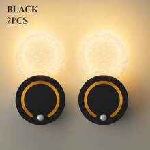 Lampe murale à capteur de cristal, lampe de décoration murale en acrylique, rechargeable par USB sans fil, 3 couleurs réglables, batterie longue durée, éclairage doux, préservant les yeux, convient pour armoire, placard, escalier, couloir, chambre, bureau, salle de bain, cadeau de Noël et d'anniversaire - Multicolore - Voir 19