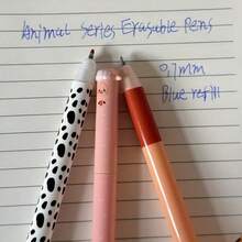 Juego de 9 bolígrafos redondos con forma de animales, borrables, con recambios de tinta azul de 0,7 mm; escritura suave y neutra que permite borrar fácilmente los errores, ideal para exámenes, ejercicios de práctica y toma de notas de estudiantes; útiles escolares/regalos de Navidad/regalos del Día de San Valentín - Conjuntos - Ver 6