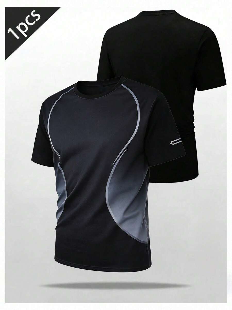 Men's Casual Short Sleeve T-Shirt, Lightweight And Comfortable For Travel, Sports, Business Trips And Commuting - Black - View 1