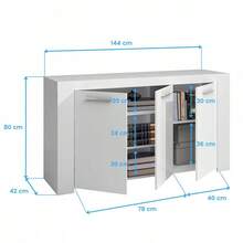 Miroytengo Conjunto de muebles despacho blanco moderno mesa escritorio 138x60 cm, aparador 144x42 cm, 2 estanterías 80x28 cm blanco artik melamina mate, mobiliario de oficina completo fabricación nacional. De 3 a 5 días de envio - Blanco - Ver 7