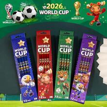 FIFA 1套卡通盒裝鉛筆，足球主題世界盃鉛筆，隨機款式，派對小禮物，復活節禮物，生日禮物，生日派對裝飾，2B鉛筆組，可愛卡通，開學季 - 彩色 - 查看 4