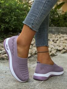 Lightweight Soft-Sole Walking Shoes For Women, Summer Hollow Breathable Casual Shoes, Comfortable Mommy Shoes - Light Purple - View 5