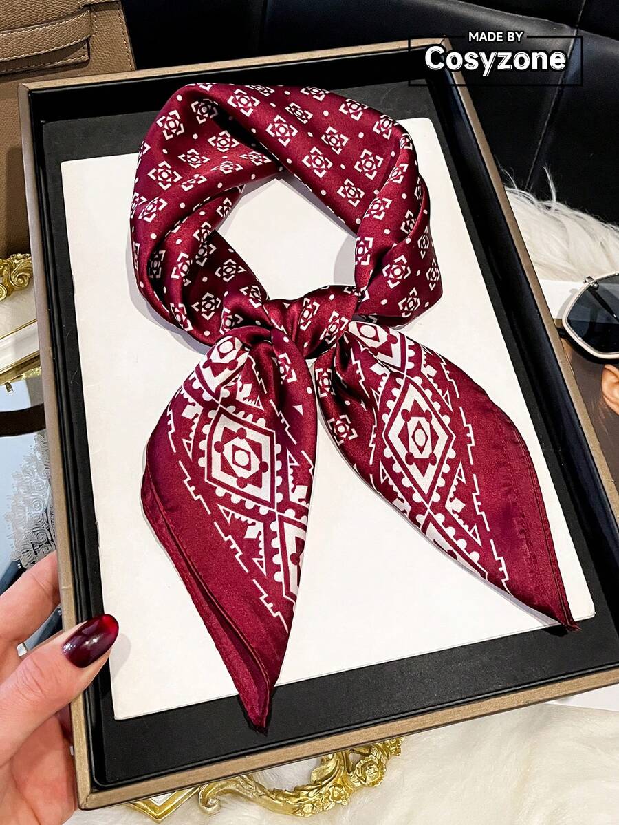 一条波西米亚风佩斯利印花方巾，尺寸为27.5英寸（约70厘米），适合休闲时尚的街头穿搭，可用作头巾、发带、披肩，户外防风防晒，是点缀造型的完美配饰。 - 紅色 - 查看 1