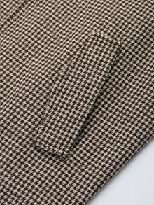 Casual Houndstooth Zip-Up Collar Jacket, Suitable For Spring And Autumn - Brown - View 4