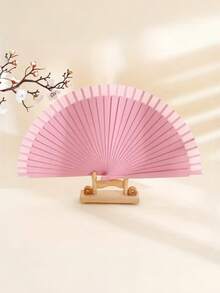 1把复古手工折叠扇，实木材质，舞蹈表演道具，婚礼派对家居装饰 - 彩色 - 查看 5