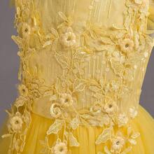 Vintage Lace Party Dress For Girls - Boho Style Maxi Gown For Pageant, Wedding & Celebration - 黃色 - 查看 6