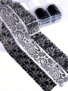10 Rolls/Box Black & White Lace Nail Art Stickers, Nail Transfer Stickers, DIY Nail Decoration Accessories Nails Nail Supplies - 多色 2 - 查看 9
