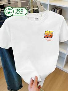 Áo thun nữ Disney 100% cotton in Lightning McQueen và chữ ở mặt trước và mặt sau. Phù hợp mặc ngoài trời, áo mùa hè cho nữ. - trắng - Xem 2