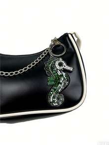 Bộ trang trí túi xách hình sinh vật biển đính cườm thủ công, bao gồm các hình dán vải hình sao biển, cá ngựa, bạch tuộc và tôm hùm, phụ kiện túi xách du lịch dễ thương. - Nhiều màu - Xem 4