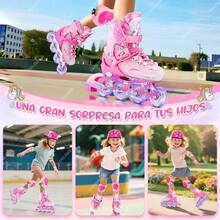 Patines De Linea 8 Ruedas Ajustable Para Niñas Con Luz Led - S - Ver 2